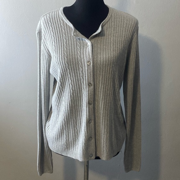 Vintage Casual Corner Annex Light Gray Cardigan Sweater Sz L - Picture 1 of 10
